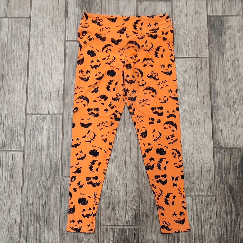 Lularoe TC Halloween Themed Leggings Jack-o'-lantern Faces